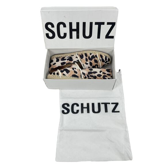 Schutz Ohanna Leopard Print Canvas Espadrilles Slip On Neutal Size 10 - Picture 12 of 13